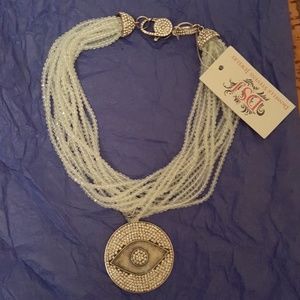 Crystal beaded evil eye necklace